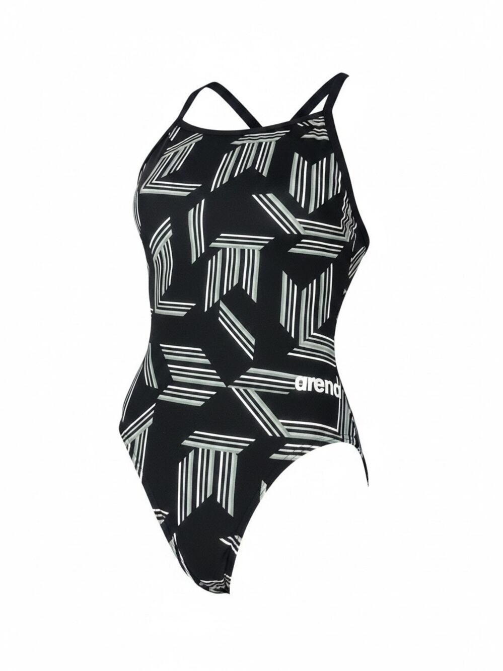 Arena High Performance One Piece Swimsuit Black and White Geometric NWT Size 28